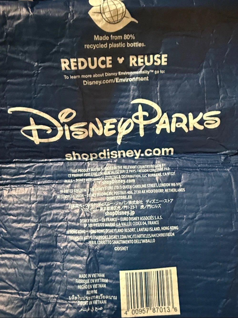 Disneyland Resort/walt Disney World Navy & White reusable Tote Bag 14 x 13 x 9